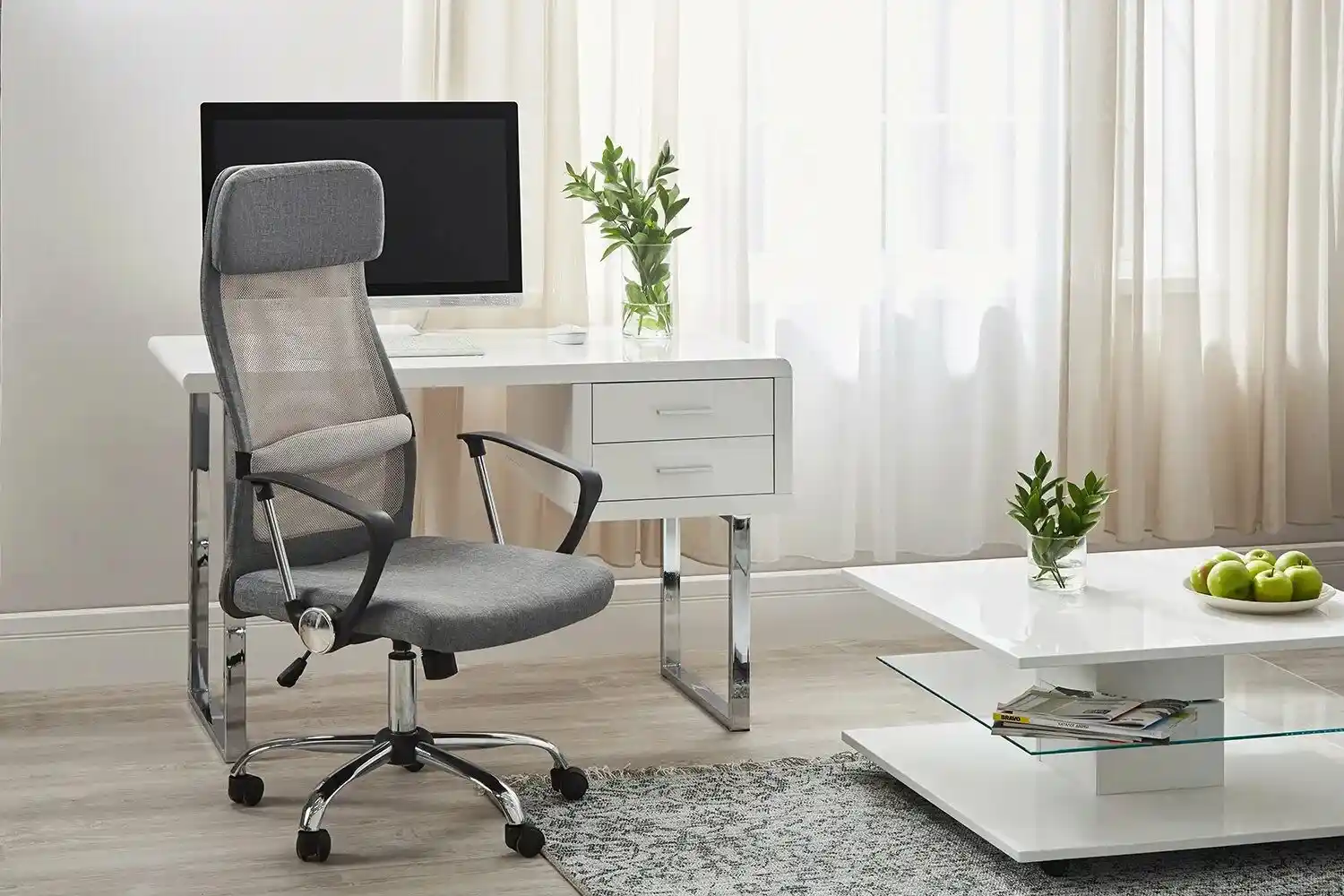 Stylish ergonomic chair in a modern office.