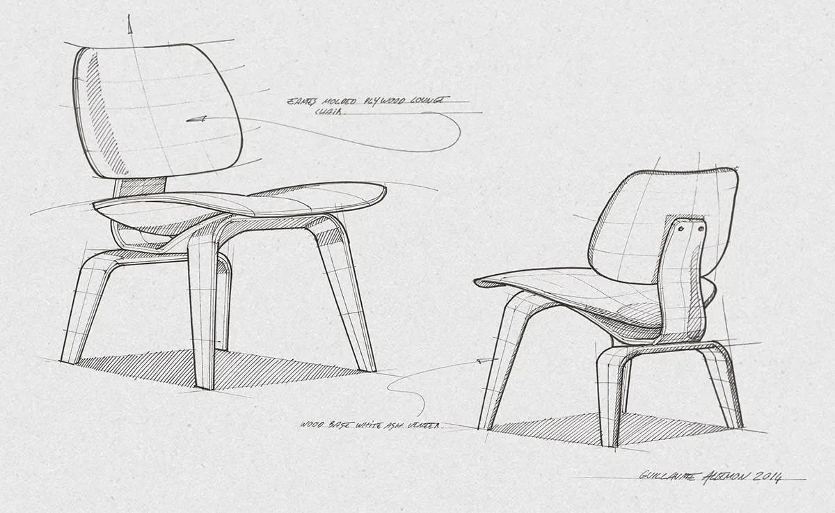 Founder of DeskChairs sketching a new chair design.